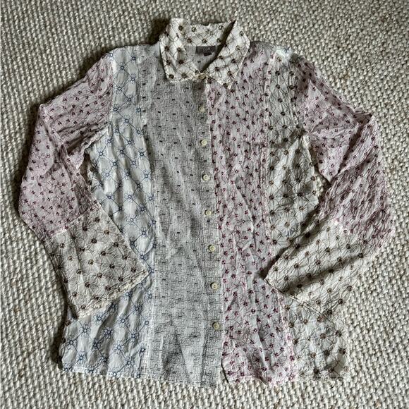 Beautiful J. Jill Embroidered Button Down Shirt Size Medium - Picture 5 of 7